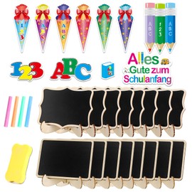 HOWAF Sugar Confetti ABC 123 Confetti, Mini Wooden Blackboard, School Cones, Table Decoration, First Day of School, Decoration for Girls and Boys, Pack of 42