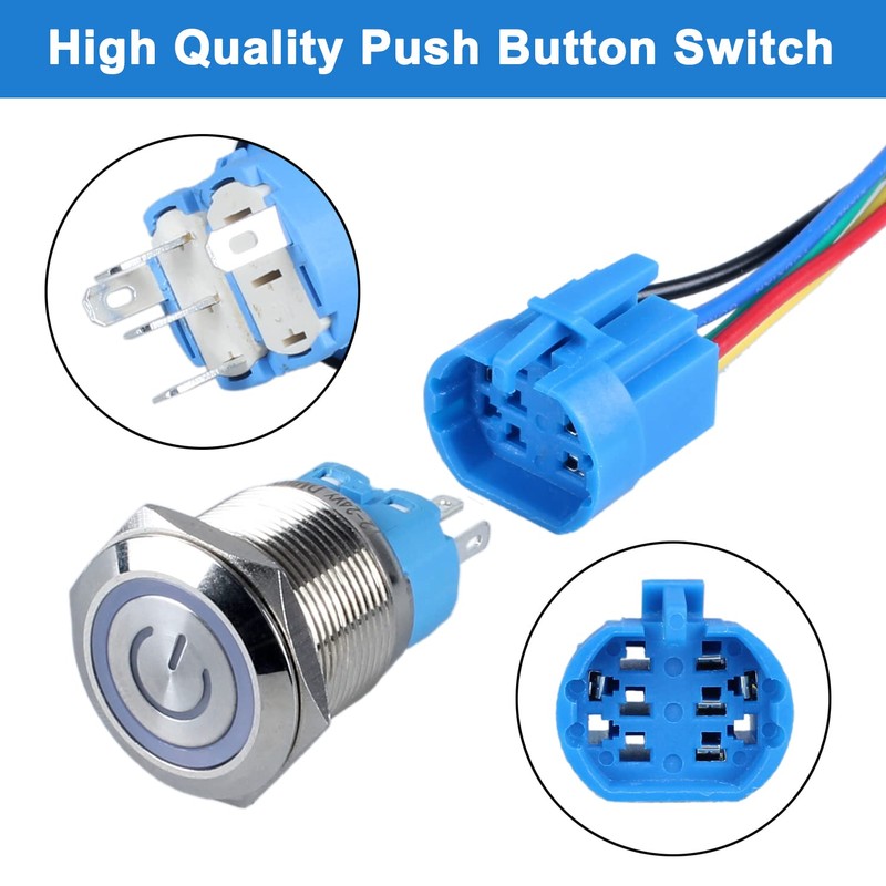 DMWD 2PCS 22mm Latching Push Button Switch 12V-24V On/Off 1NO