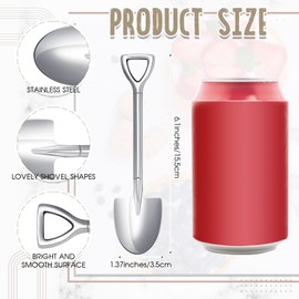 Zhehao 50 Pcs Shovel Spoons 6.1 Inch Stainless Steel Spoon Reusable Dessert Spoon for Ice Cream Fruit Coffee Home Restaurant Kitchen, Silver