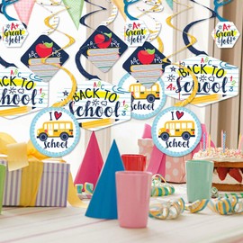 Big Dot of Happiness Back to School - First Day of School Classroom Hanging Decor - Party Decoration Swirls - Set of 40