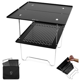 ZEN Camps Air-2 Table Outdoor Table, Solo Camping, Compact, Foldable, Aluminum, Ultra Lightweight, 19.8 oz (556 g) (Black Body))