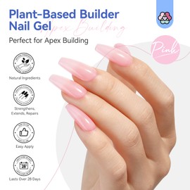 SAVLAND Natural Pink Gel Builder for Nails: 8 in 1 Builder Nail Gel Polish Plant-Based Nail Strengthener Light Pink Hard Gel Builder in a Bottle U V Extension Gel for French Manicure Home Use 15ml