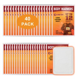 Hot Body Warmers Disposable Adhesive, Large Body Warmers for Cold Weather, Heat Patches, Sticky Heating Packs, Up to 12 Hours of Heat, Air Activated Warmers for Skiing, Hiking, Camping, 40Packs