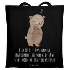 Mr. & Mrs. Panda Carrying Case Recorder Joy - Gift, Musical Performance, Tenor Recorder, Design, Humour, Bag, Beach Bag, Cloth Bag, Shopping Bag, Shopper, Instrument, Violins, black, Hand Drawn