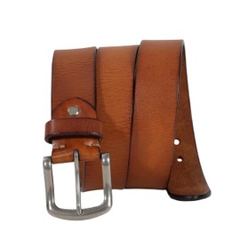 HQZBPT Genuine Cowhide Leather Belt, 38mm Width, Vintage Style with Antique Buckle, Dark Brown (brown, XL-47 for 41" waist)