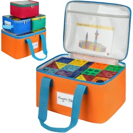 4 paquetes de bolsas de almacenamiento para azulejos magnéticos, contenedor de almacenamiento para azulejos magnéticos, estuche organizador de juguetes con bolsillo de malla y bolsillo con etiqueta