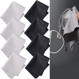 8 Stück Mikrofaserbrillen Reinigungstuch Lint Freie Reinigungstuche für Linse, Brille, Bildschirm und Tabletten (schwarz grau)