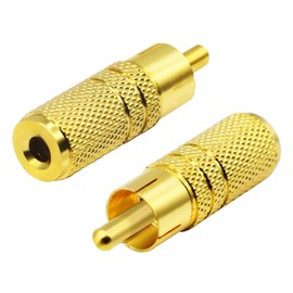 zdyCGTime Metal Jack 3.5mm (1/8 Inch) Female to RCA Male Audio Plug Adaptor Connector for 3.5MM Headphone Adapter Cable,Gold Plated RCA to 3.5MM Audio Adapter.(2 Pack)