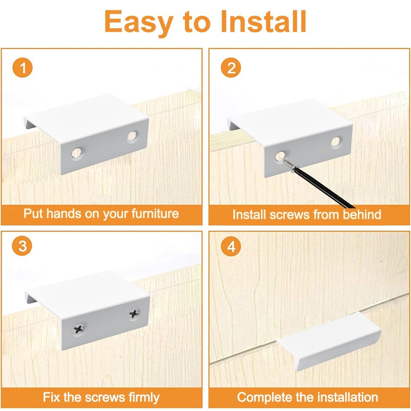 MOROBOR White Mini Finger Edge Pull, 20 PCS Concealed Handle