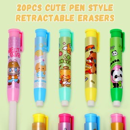 VICHOS Give Aways Children's Birthday: 20 Pieces Eraser Pen Set in Pen Style Children's Birthday Party Favours Party Bags Children's Birthday 5 6 7 8 9 10 Years Eraser Children