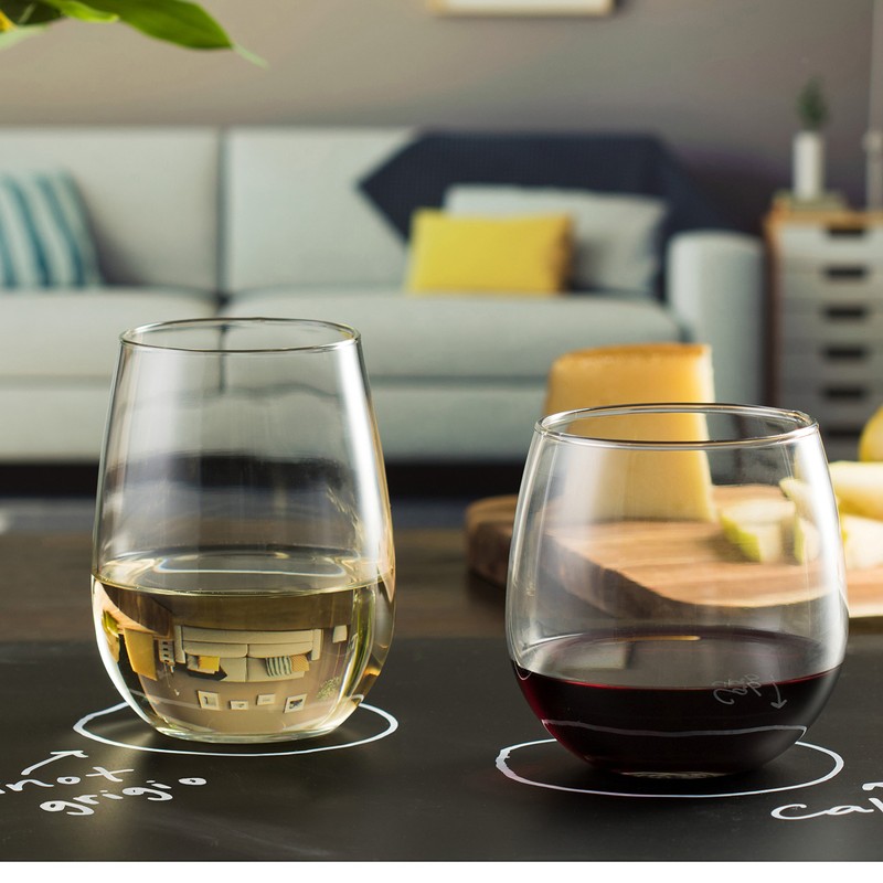 Libbey Stemless Wine Glasses Set of 12, Dishwasher Safe Set