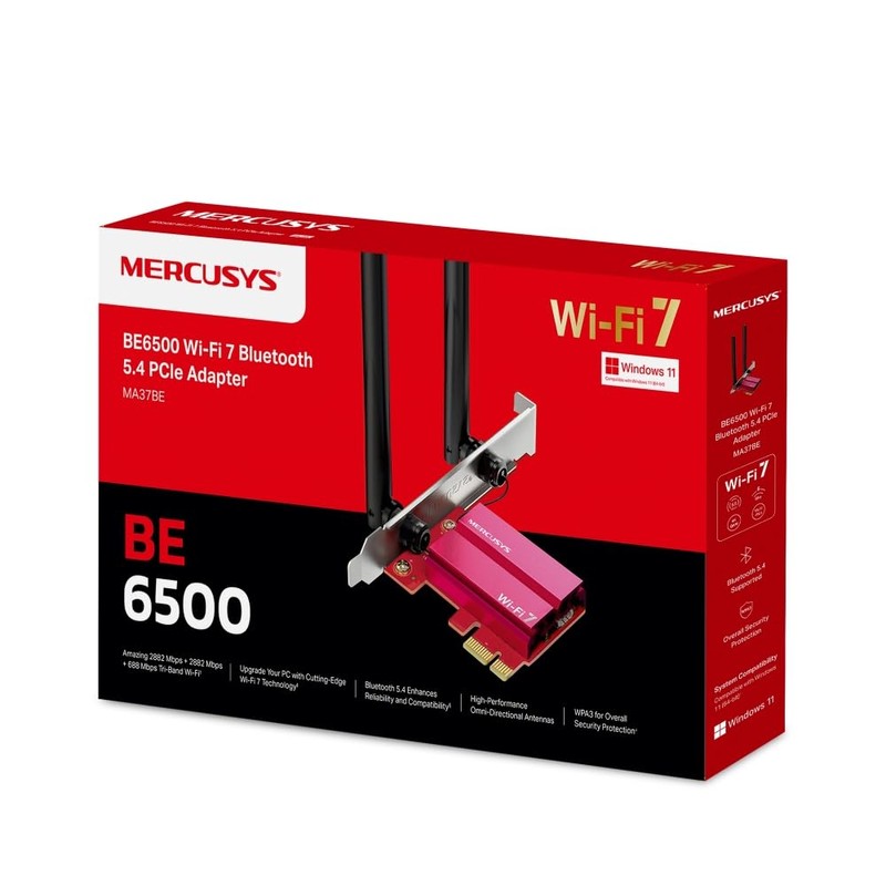 Mercusys MA37BE PCIe WIFI Card, BE6500 WiFi 7 Bluetooth 5.4,