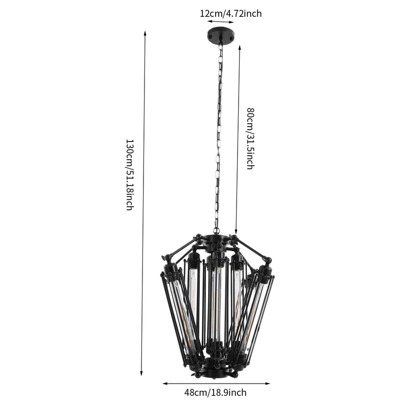 Industrial Metal Chandelier, 8 Lights Retro Chandelier Vintage Steampunk Style