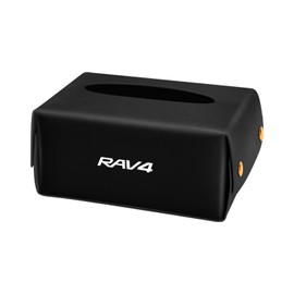 Yamlten RAV4 Car Tissue Case, Love Four Car Tissue Box, Tissue Holder, PU Material, Storage Box, All Tissue Included, Easy Installation, Black