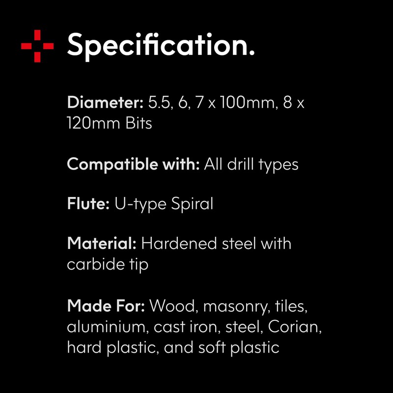 DART 5 PC Premium Hex Multipurpose Drill Bits Set -