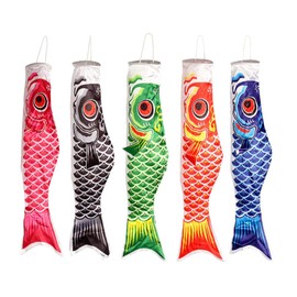 Rurumi Mini Carp Streamer Set, Indoor, Compact, Koinobori Streamers, 5 Colors, Veranda, Children's Day, Tango Festival, 15.7 inches (40 cm) Size