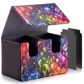 JoyHood Deck Box for YGO Cards with 2 Premium Card Separators, Trading Card Box Holds 220+ Individual Cards, Card Deck Box Compatible with TCG/OCG/MTG (Essential Elementary Grid)