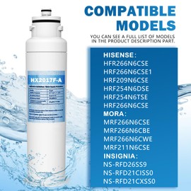 HX2017FR-A/HX2017F-A Water Filter, Compatible with Hisense HRF266N6CSE1, HRF266N6CSE, HRF209N6CSE, HRF254N6TSE Filter Replacement