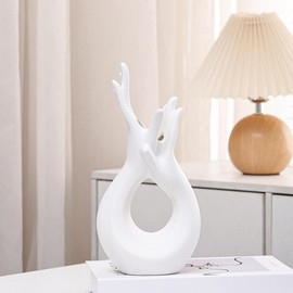 White Ceramic Vases,hand shape ceramics vase, Modern Dried Flower Vase,Home Decor Accessories,for Centerpieces Wedding Dinner Table Party Living Room Office Bedroom.