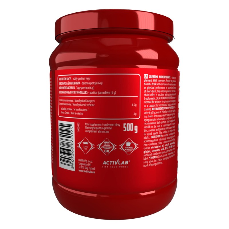 Activlab Creatine Monohydrate - 500g Jar | Optimum Nutrition Pre-Workout