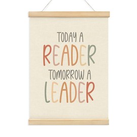 BIWSHA Today A Reader Tomorrow A Leader Poster Hanger Frame,Educational Reading Artwork Ready to Hang for Reading Corner Nursery Classroom Playroom,Teacher Decor Gift 12x16 Inch