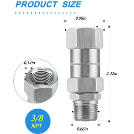 Jingzan 2 PACK Pressure Washer Swivel 3/8" NPT Stainless Steel, 360° Rotating Kink Free Hose Connector, 5000 PSI Pressure Washer Fittings (2 Pack Connector)