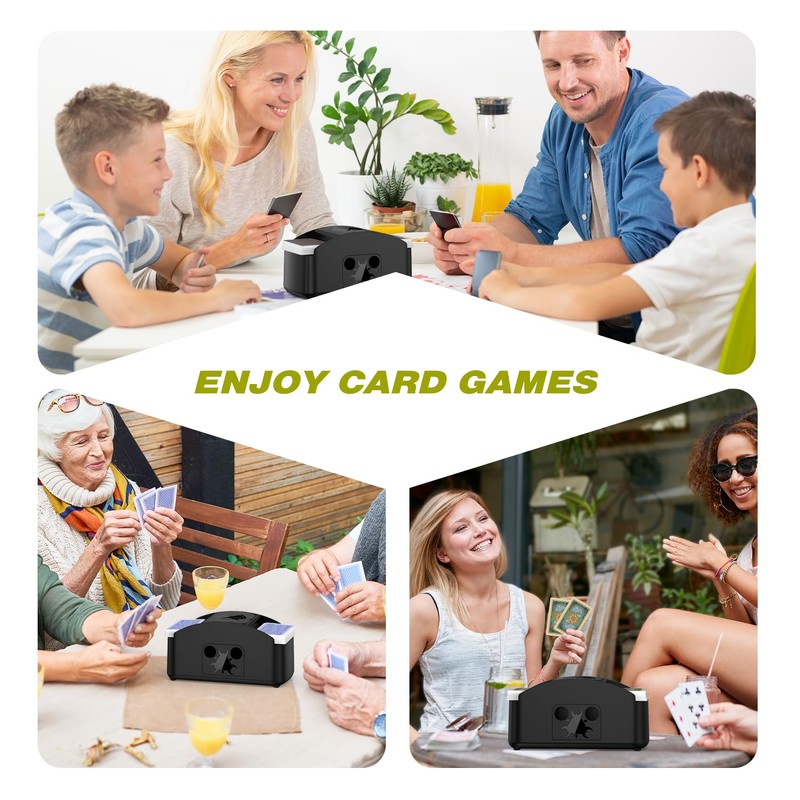 HJCMikee Automatic Card Shuffler 1-2 Deck, Electric UNO Shuffler Card