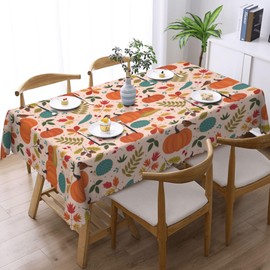 SENYOUMI Pumpkin Tablecloth Rectangle Table Cover 54×72 Inch Autumn Maple Leaf Waterproof Table Cloth for Dinner Party Picnic Kitchen