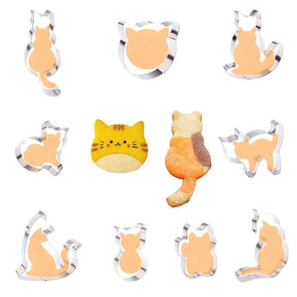 9-Piece Cat Cookie Cutter Set - 9 Unique Cat Shapes