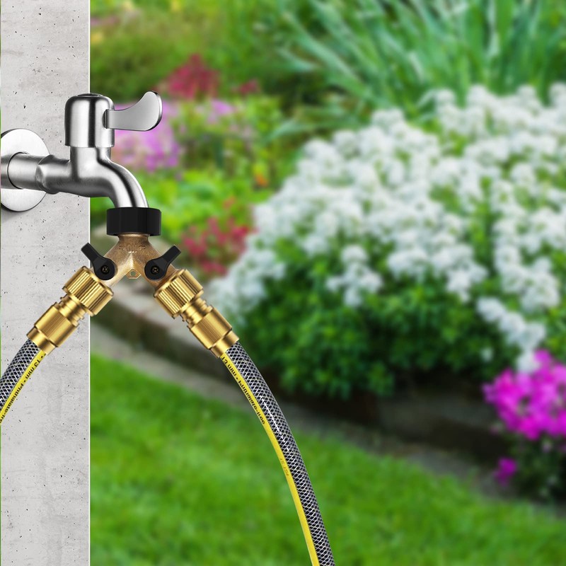 Mdlufee 3/4 inch Tap Y Splitter, Brass Manifold Two Way