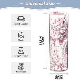 Msyxl Traditional Japanese Dragon Flower Vase 3.9x11.8 in Table Centerpiece Plastic Vase Tabletop Display Bouquet Holder for Home and Wedding Decoration