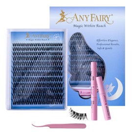 AnyFairy Lash Clusters Kit 8-18mm DIY Lash Extension Kit Wispy Lash Clusters Individual Lashes Kit with Lash Bond and Seal, Lash Tweezers for Self Use,Beginner-Friendly (sylph 704)