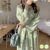 Towel robe, generous size, loose fit robe URD-377 Green/FREE(XL)