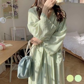 Towel robe, generous size, loose fit robe URD-377 Green/FREE(XL)