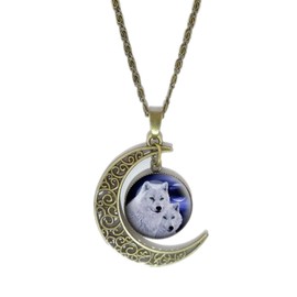 ODETOJOY Antique Wolf Necklace for Boys Moon Norse Viking Wolf Head Pendant Wolf Time Gem Necklace, Celtic Wolf Totem Amulet Necklace, Punk Animal Wolf Jewelry Gift for Men (Model 7)