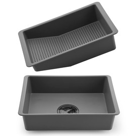 2-in-1 Dish Basin Set For Washing Dishes in Kitchen Sink, With Filter Basket Drain Hole Plug/Stopper,Multi-purpose and Portable Kitchen Cleaning Filter Basin,Plastic(ABS+PP),Gray,Nicmondo