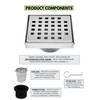 SereneDrains 304 Stainless Steel 4 Inch Square Polished Chrome Shower