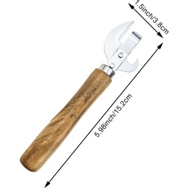 3 Pack Stainless Steel Kitchen Utensil Multifunctional Lid Remov with Wood Handle Bottle Punch Can Opener for Camping and Traveling