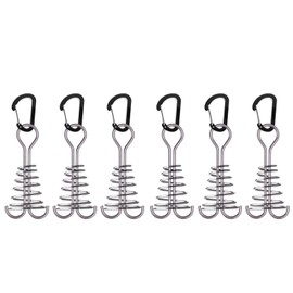 Azarxis Anchor Pegs, Deck Pegs, For Wood Decks, Fish Bone Shape, Aluminum, Metal Fittings, Camping, Tent, Outdoor, Convenient Goods, Clasps, Fish Bone Pegs, Lightweight, Easy Installation, Compatible with 0.1 inch (3 mm) or More, Set of 6, (3 mm) Gaps, Black + Springs)