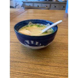 Japanese Porcelain Rice Soup 6.25 inch Bowl Made in Japan Blue Cat Pattern 2472