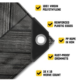 Core Tarps Extreme Heavy Duty 20 Mil Tarp Cover, Waterproof, UV Resistant, Rip and Tear Proof, Poly Tarpaulin with Reinforced Edges for Roof, Camping, Patio, Pool, Boat (Grey Wood/Black 18′ X 24′)