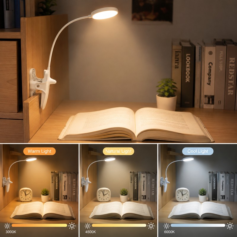 Clip-On LED Reading Light for Dorm Room & Bedside –