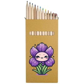 Azeeda 12 x 'Cute Iris Flower' Long 178mm Coloured Pencils/Pencil Set (PE00081115)