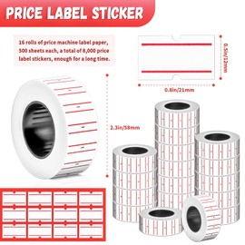 MotBach 8000Pcs 10Rolls Price Stickers Price Tags Labels for Mx-5500 Labeller, White Price Gun Labels Stickers Tags White Pricemarker Machine Sticker Label tag