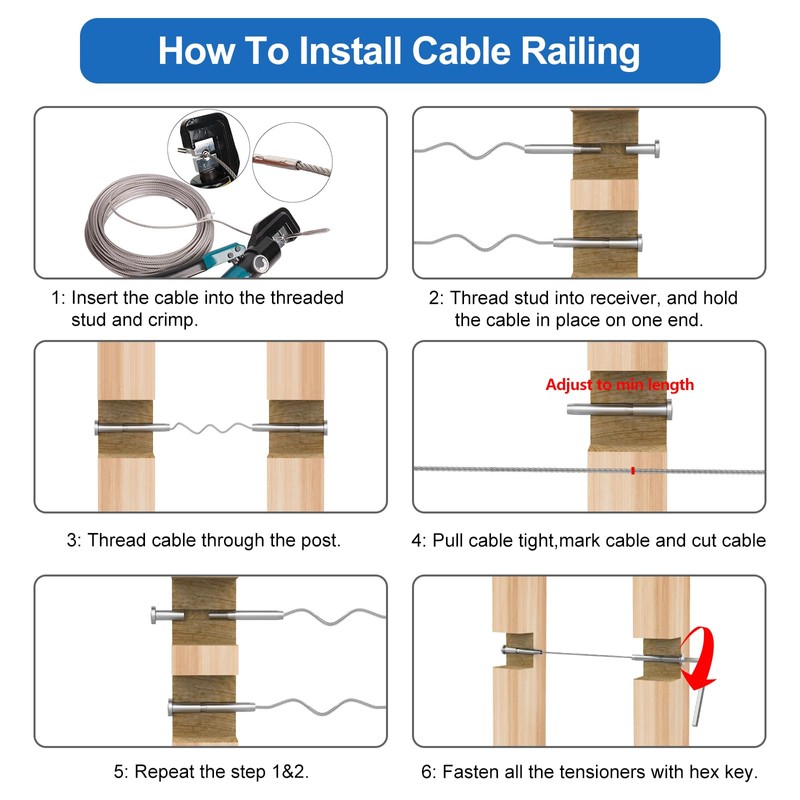 CKE 20 Pack 3/16" Invisible Cable Railing Kit, Invisible Receiver