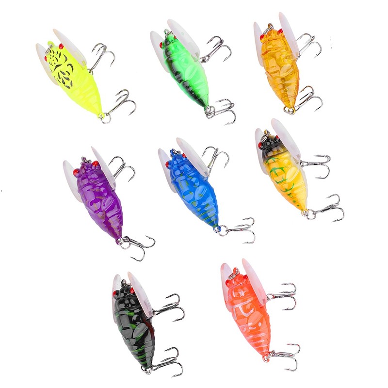 8 Colors Colorful Soft Cicada Shape 5cm/6g Simulating Fish Lures