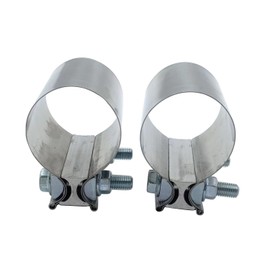 1 Pair 2pcs SHLPDFM 2 1/2" Inch Exhaust Band Clamp T304 Stainless Steel Butt Joint Band Exhaust Clamp Sleeve Coupler Universal for The Catback Muffler Downpipe