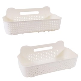 Mowhut 2 Pcs Bath Toy Storage Holder for Bathtub, Bath Toy Organizer Large Capacity Bathtub Toy Storage Shower Caddy for Bathroom Bath Toy Basket with 4 Adhesive Hooks for Bathroom White