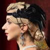 JUSTUSNX Gatsby Feather Crystal Headband, 1920s Flapper Headband Rhinestone Headband