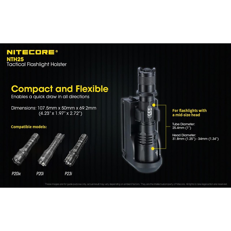 Nitecore NTH25 Rotary Flashlight Holster for P20ix P20i P23i and